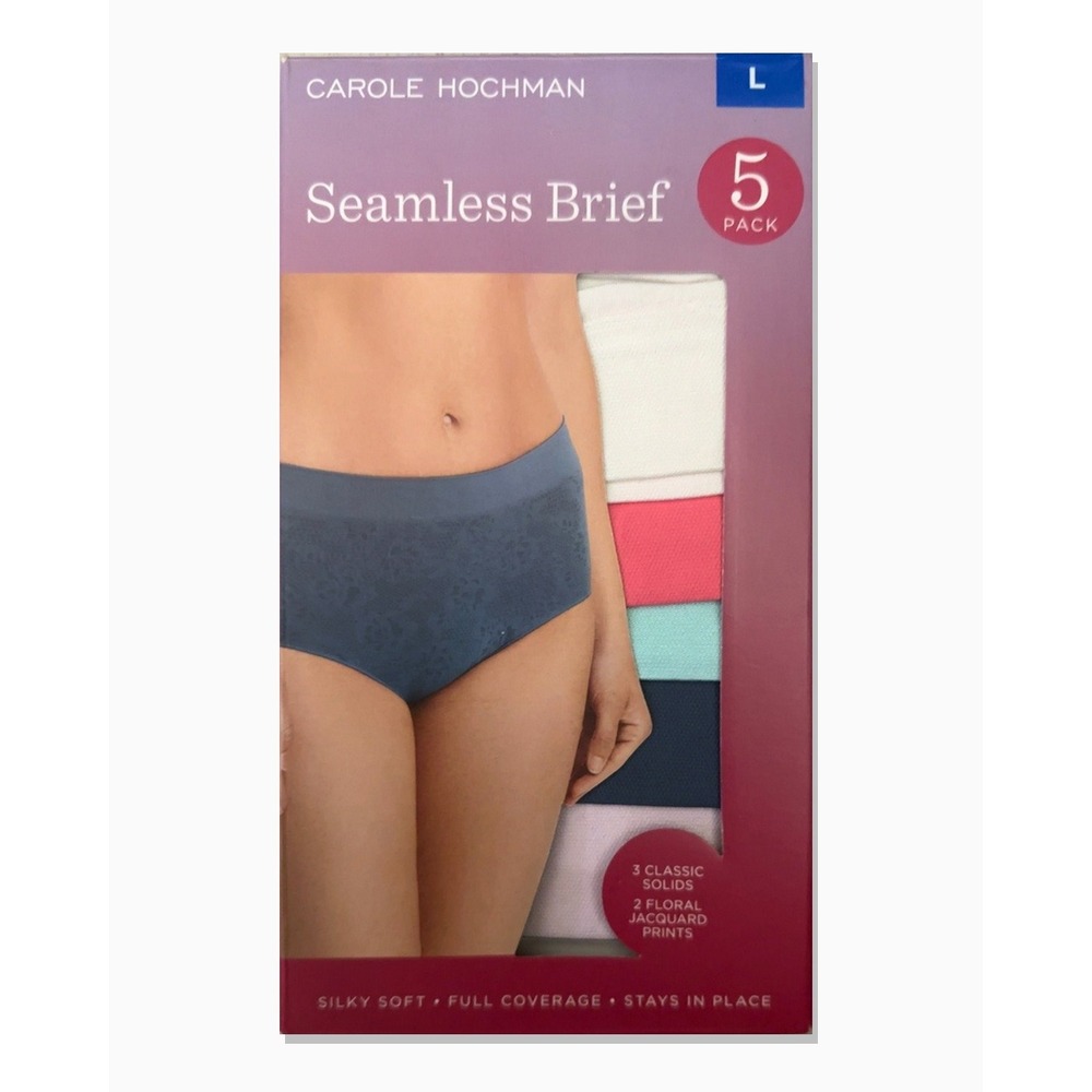 Carole Hochman Womens 5 Pack Seamless Brief Panties Floral Jacquard Large L